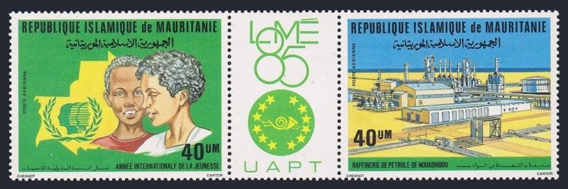 Mauritania C234-C235a pair,MNH.Mi 850-851. PhilEXPO-1985.IYY-1985.Oil refinery. 