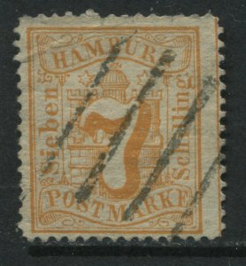 Hamburg 1864 7 schillings orange used