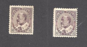 Canada # 93 (BROWN-LILAC) & 93i (DULL LILAC) MINT HINGED KEVII BS29842