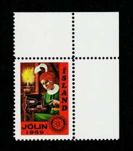 REKLAMEMARKE ICELAND POSTER STAMP JÓLIN ÍSLAND XMAS SEAL 1969 MNH-OG