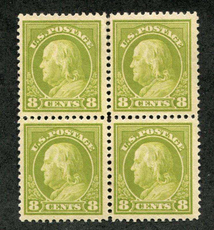 UNITED STATES 414 MINT LH, F-VF, BLOCK 4, 8c FRANKLIN