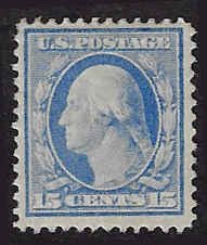 U.S. #382 Unused - OG w/HR; 15c Washington - Perf 12 (1911)