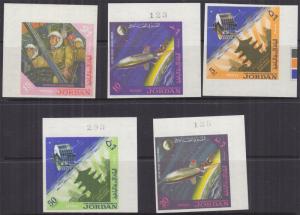 JORDAN, 1965 Space Achievements set of 5, corner imperf., mnh.