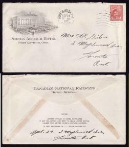 Canada #1712b-4c KGVI-Thunder Bay District- Port Arthur Hotel adv-Port Arthur,