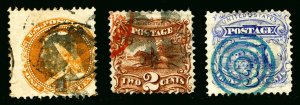 #112 - #114 1869 1c-3c Pictorial Issues Used 3 Items