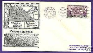 783  OREGON TERR. 3c 1936, WALLA WALLA, C. ANDERSON FIRST DAY COVER.