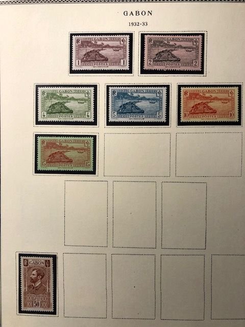 Gabon - 10ea Album Pages - Stamps in Mounts - See Scans