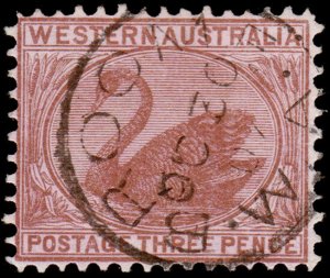 Western Australia Scott 92, Perf. 12.5 (1905) Used VF M