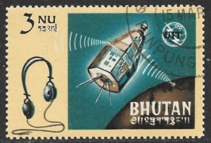 BHUTAN 1966 3nu Syncom and Ear Phones ITU Issue Sc 55 CTO Used