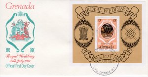 Grenada 1981 Sc#1054 Royal Wedding S/S (1) Official FDC Unaddressed