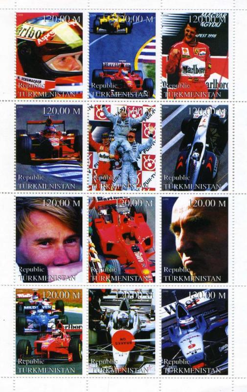 Turkmenistan 1999 Racing Drivers Schumacher-Senna Sheet Perforated mnh.vf