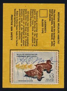 USA RW27 Signed on License - Used - Duck Stamp, Red Head