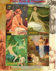 Somalia 2003 Pierre Puvis de Chavannes Nudes Paintings Sheetlet (4) IMPERFORATED