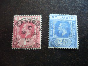 Stamps - St. Lucia - Scott# 65,67 - Used Part Set of 2 Stamps