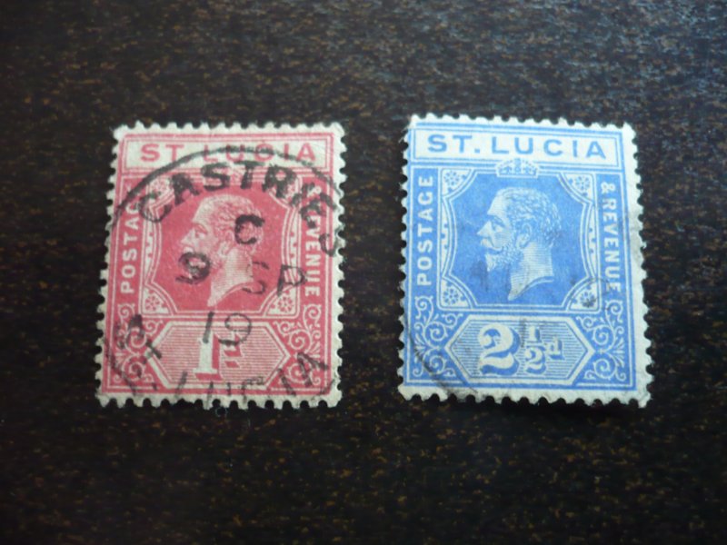 Stamps - St. Lucia - Scott# 65,67 - Used Part Set of 2 Stamps
