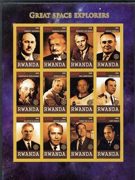 Rwanda 2009 Great Space Explorers & Scientists imperf...