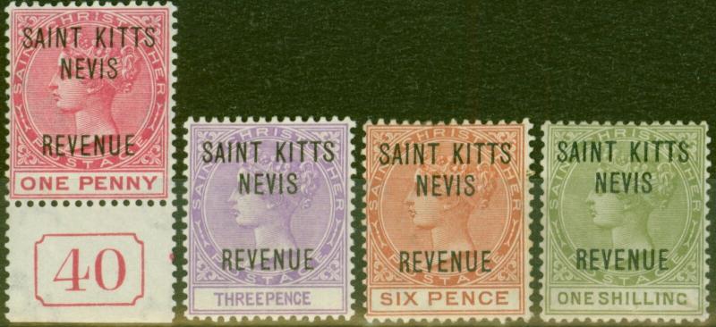 St Kitts & Nevis 1885 Revenue set of 4 SGR3-R6 Fine & Fresh Lightly Mtd Mint