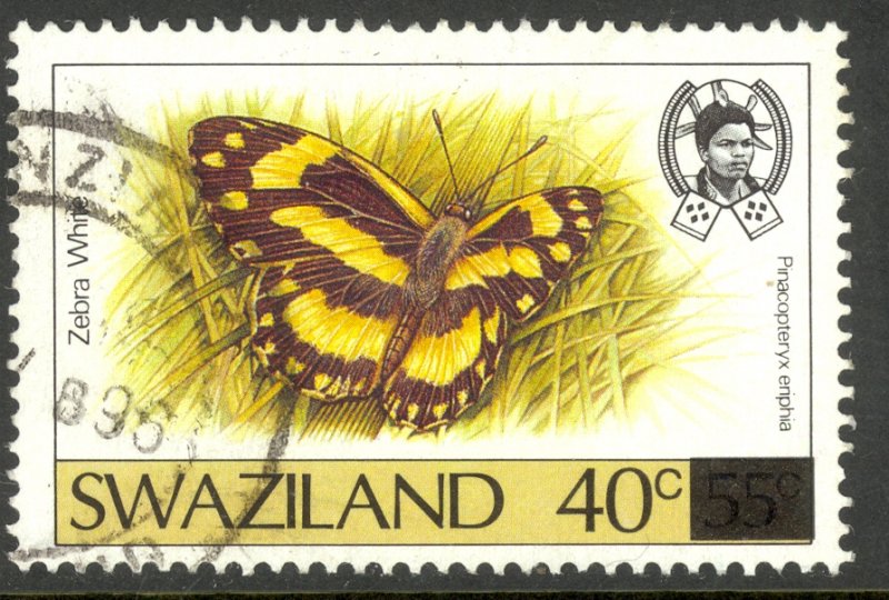 SWAZILAND 1990 40c on 55c Surcharged BUTTERFLIES Issue Sc 577 VFU