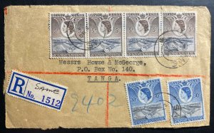 1954 Same Tanganyika British KUT Registered Front Cover to Tanga