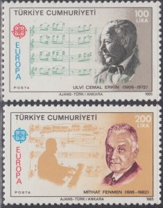 TURKEY Sc # 2313-4 CPL MNH - COMPOSERS and MUSICIANS