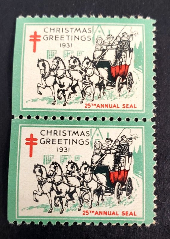 US WX63, 1931 Christmas Seals -25th Annual Seal -pair.   MNH, O.G