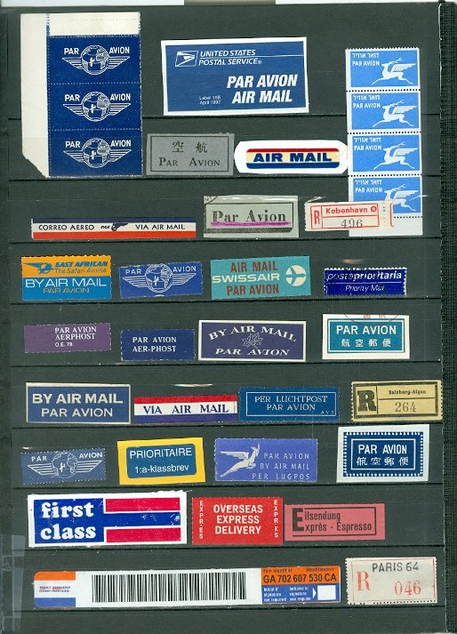 AIR MAIL STICKERS & OTHERS WORLDWIDE LOT of 100...MINT/USED