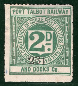 GB Wales PTR&DCo RAILWAY 2d Letter Stamp PORT TALBOT DOCKS (1891) Mint MNG BRW62 