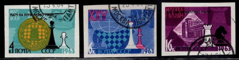 Russia Scott 2742-2744 Used CTO Imperforate Chess Championship stamp set