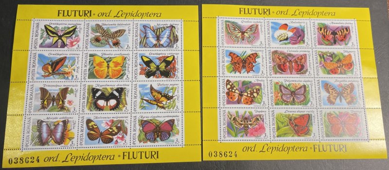 ROMANIA # 3696-3697-MINT NEVER/HINGED--COMPLETE SET IN SHEETS OF 12--1971