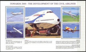 Sierra Leone 1997 Aviation Airplanes Sheet MNH