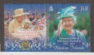 Pitcairn Islands Queen Elizabeth II Stamp - Mint NH Strip of 3 - Folded