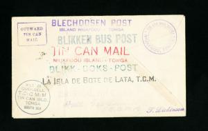 Tonga Cover w/Stamp Tin Can Canoe Mail Island Stamped 3x