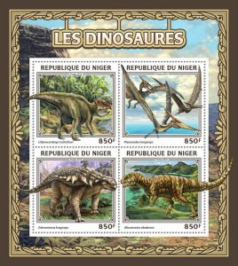 Dinosaurs Stamps Niger 2016 MNH Prehistoric Animals Pteranodon Afrovenator 4v MS