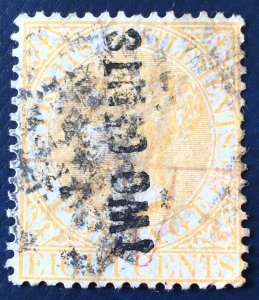 Malaya Straits Settlements 1883 QV 2c on 8c Used Wide N & S SG#58? M3962