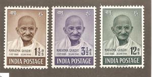 India  Scott #203-205  Mint H  Scott CV $47.25