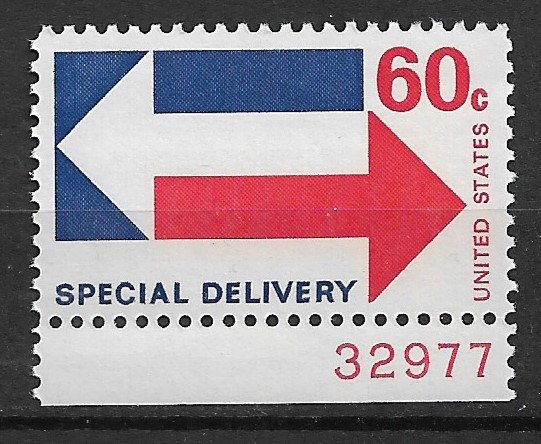 1971 USA E23 Special Delivery 60¢ Arrows MNH plate # single