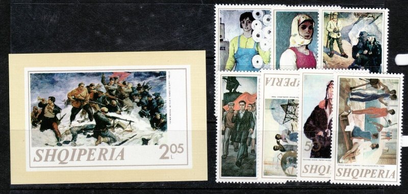 ALBANIA Sc 1511-8 NH SET+S/S OF 1973 - ART 