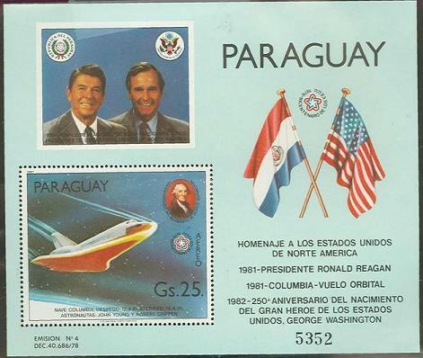1981 Paraguay Scott C491-C492 1st Space Shuttle Mission MNH