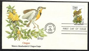 1989 Oregon Birds and Flowers Unaddressed Fleetwood FDC