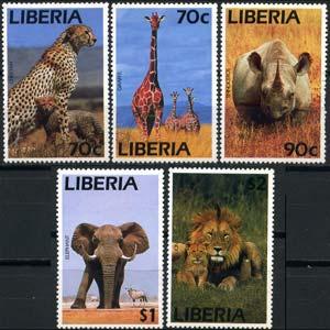 LIBERIA 1995 - Scott# 1180-4 Fauna Set of 5 No Gum