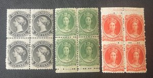 Canada 1860 Nova Scotia Block Of 4, One Cent & Ten Cent MNH, 8 1/2 Cent MH,VF