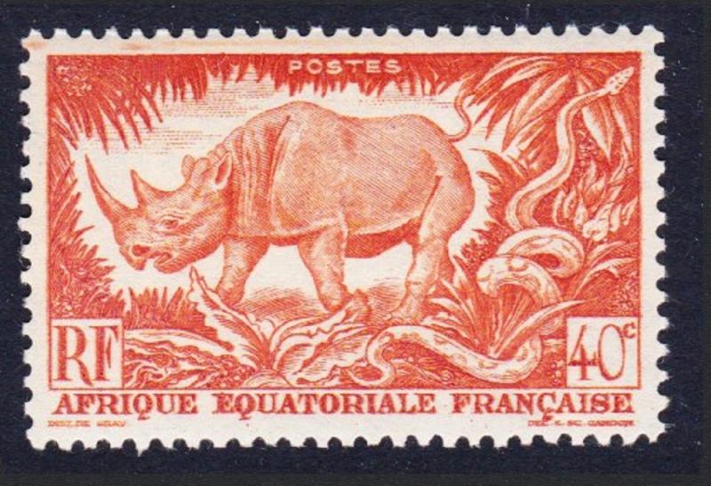 Fr. Eq. Africa Rhinoceros 40c Orange 1v MH SG#237 SC#168