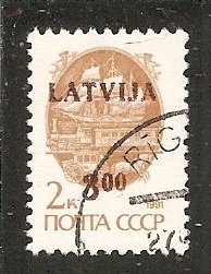 Latvia    Scott   328   Surcharge       Used