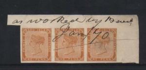 Prince Edward Island #4b Imperforate Strip Of Three