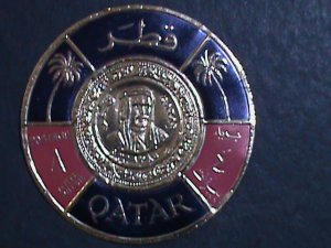 ​QATAR1966 SC#99B EMBOSSED GOLD FOIL-SHEIK AHMAD GOLD COINS MNH STAMP VF