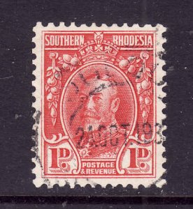 Southern Rhodesia-Sc#17b-used 1p scarlet KGV-perf 11.5-1933-
