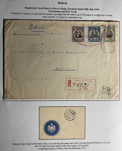 1910 La Paz Bolivia German Minister Cover To Gotha Germany Via Panama