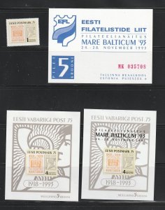 Estonia 259-260a Plus Stamp Show Admission Ticket Set MNH Stamp Expo