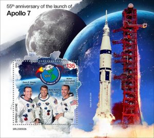 SIERRA LEONE - 2023 - Apollo 7 - Perf Souv Sheet - Mint Never Hinged