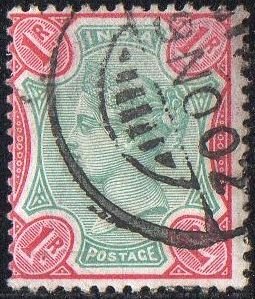 India 1892 1r green and rose used